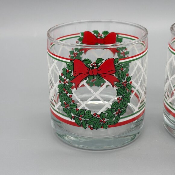 Vintage LSTC 1988 Christmas Wreath Glasses Holiday Tumblers (Set of 2) - Picture 5 of 6